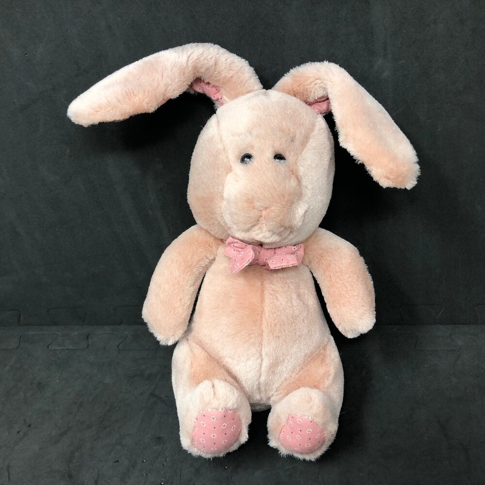 24k Polar Puff Wendie Pink Bunny Plush Floral Ears 9" Stuffed Rabbit VTG 1995 - Picture 1 of 6